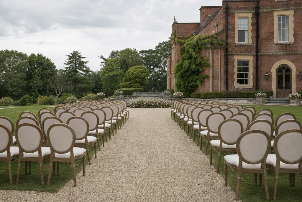 Ceremony chairs arranged with a clear aisle in a New Jersey venue setting.